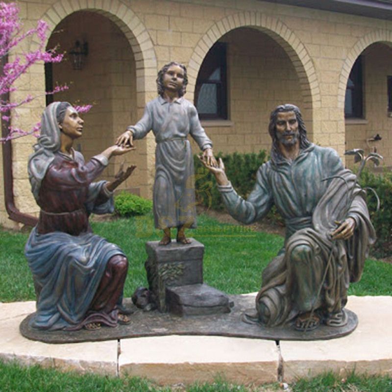 Custom Garden Art Antique Religious Metal Figure Statues Bronze Holy Christian Family Sculpture