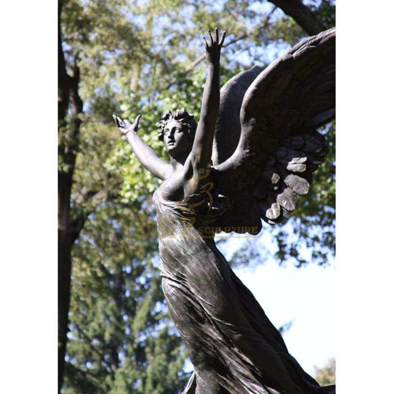 Outdoor Custom Life Size Metal Copper Bronze Flying Angel Winged Statue