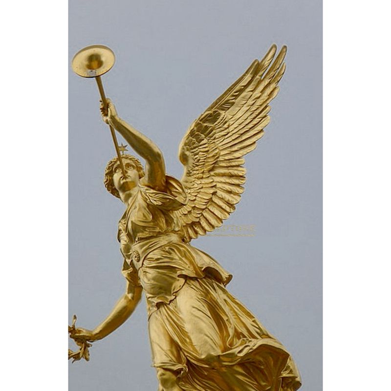 Outdoor Custom Life Size Metal Copper Bronze Flying Angel Winged Statue