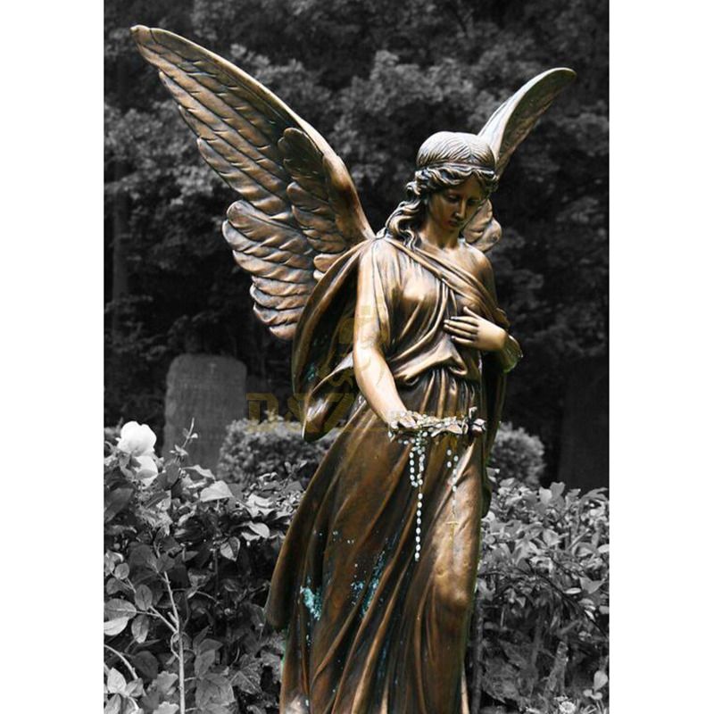 Europe Religious Decoration Bronze Winged Angel Statue Outdoor