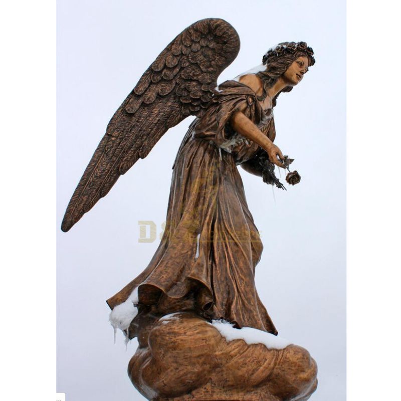 Europe Religious Decoration Bronze Winged Angel Statue Outdoor