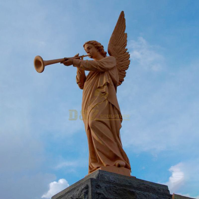 Cast Bronze Music Sculpture and Playing Instrument Angel Statue