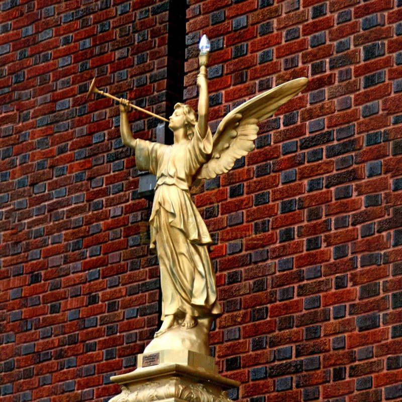 Garden Statue Bronze Angel Playing Music Sculpture