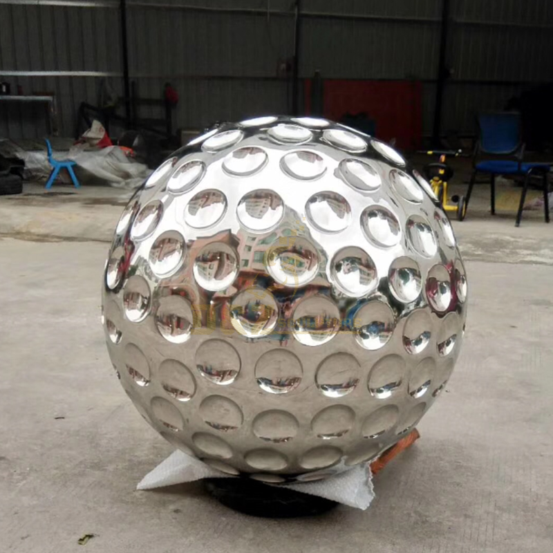 Abstract Art metal Stainless Steel Bowling Ball Sculpture For Garden