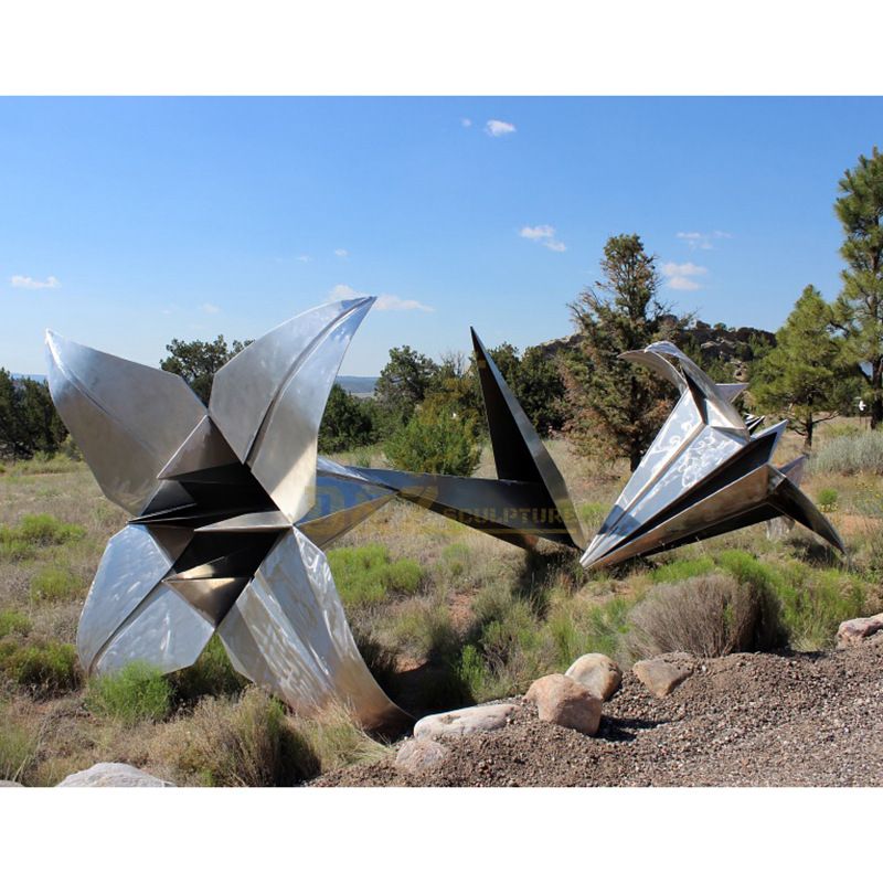 Large Outdoor Garden Silver Stainless Steel Shoe Sculpture