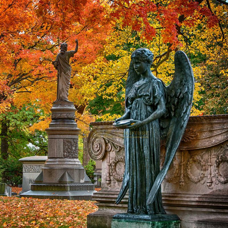 Bronze Tombstone/Gravestone With Life Size Angel Statue