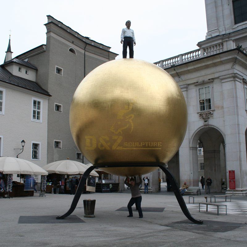 Large Mirror Polished Surface Golden Stainless Steel Metal Ball Sculpture