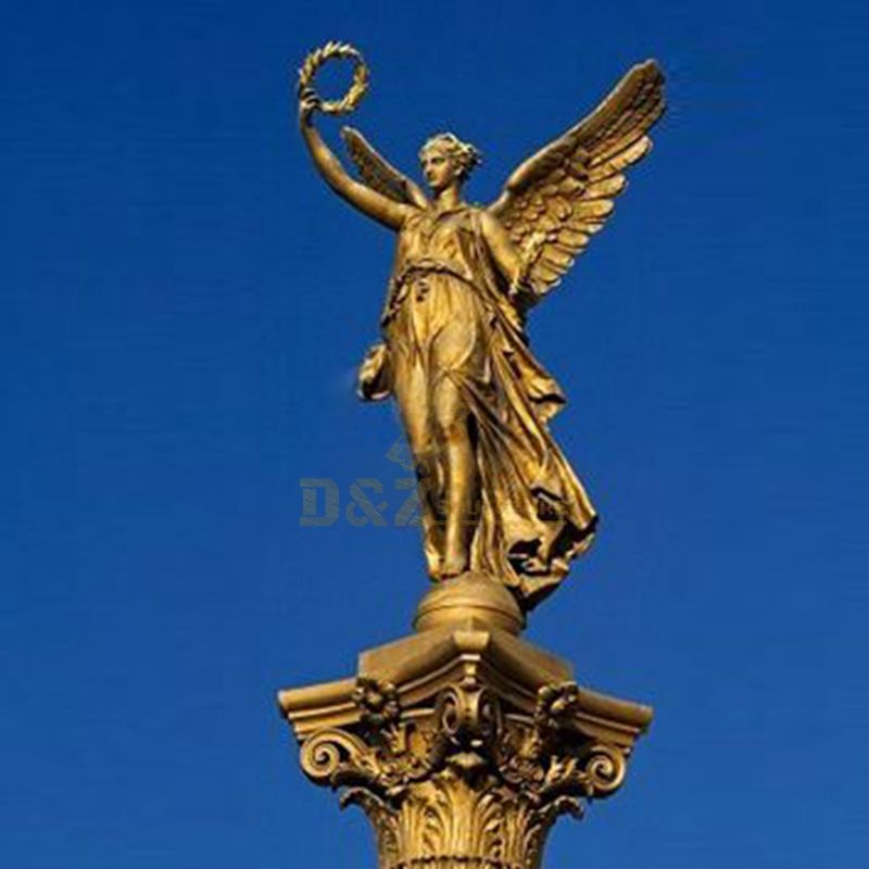 Angel Wing Female Figure Statue Bronze Statues With Garland