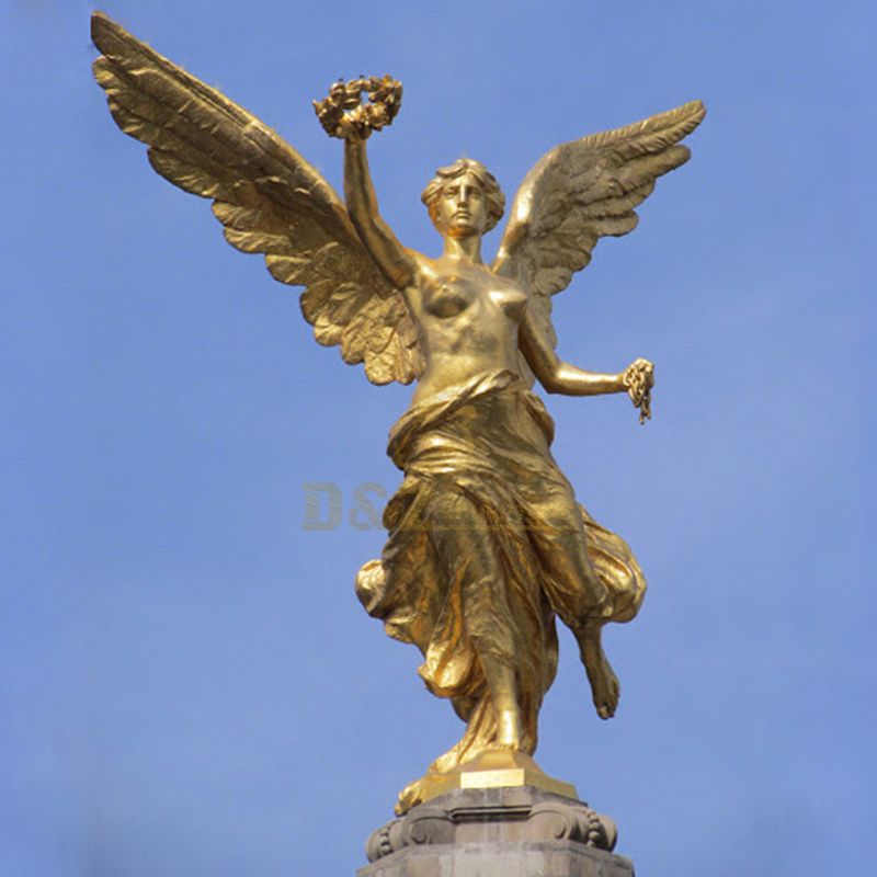 Angel Wing Female Figure Statue Bronze Statues With Garland