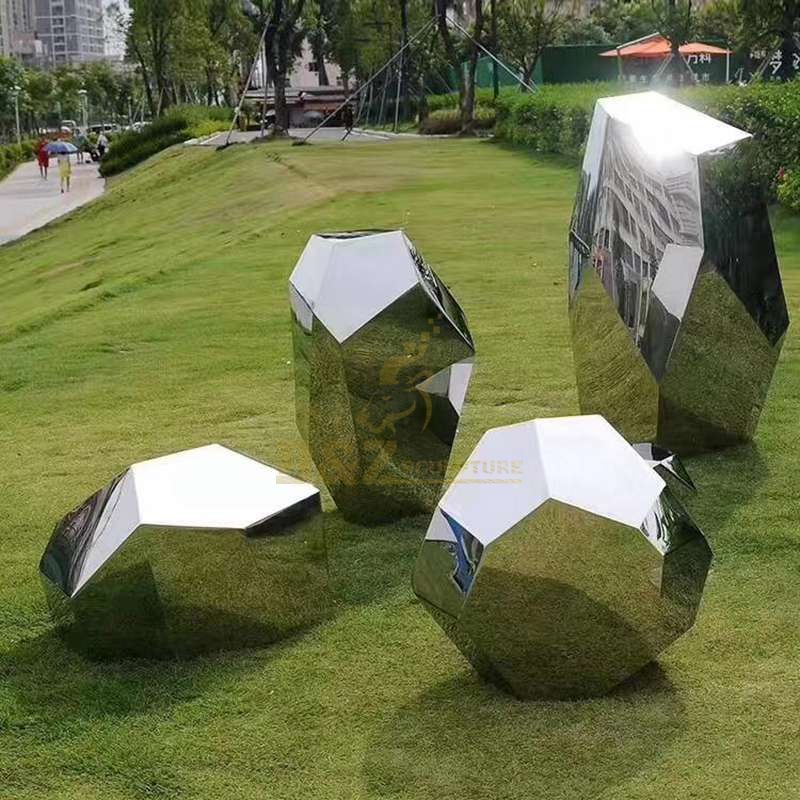 Outdoor Modern Art Stainless Steel Metal Rock Sculpture