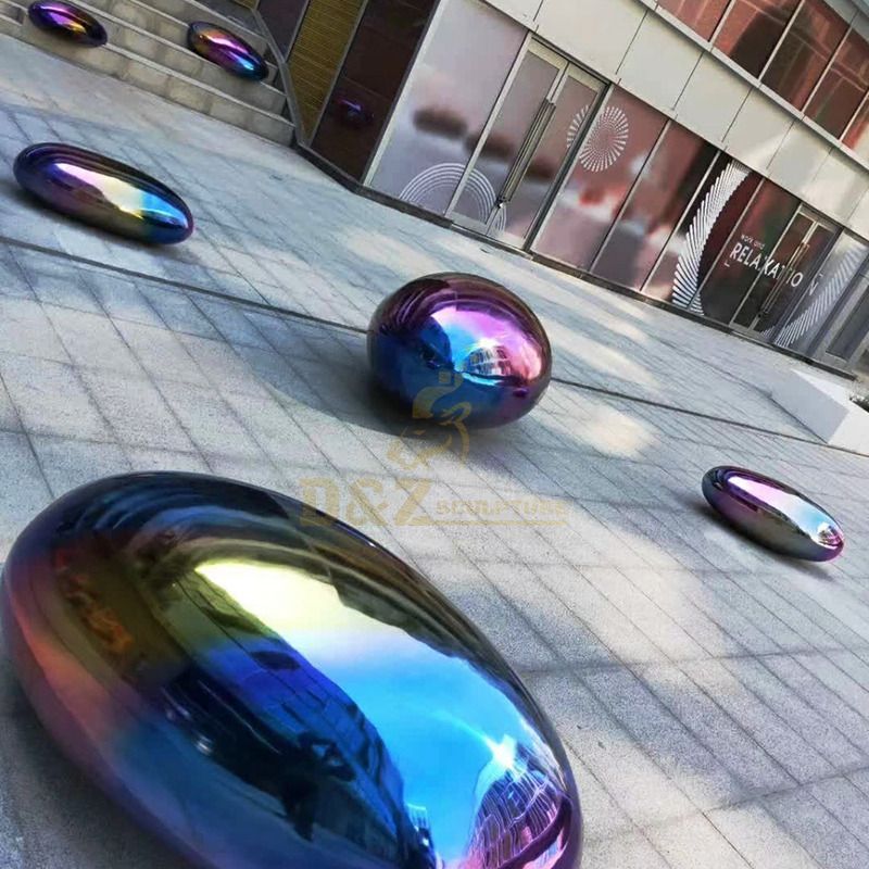 Colorful Garden Geometrical Stainless Steel Sculptured Rocks