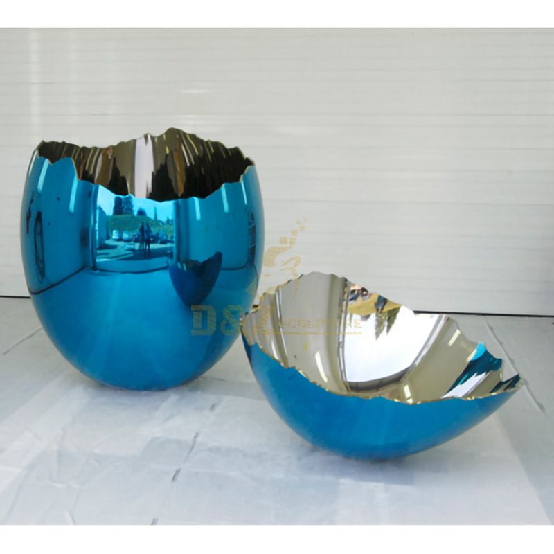 Urban Large Outdoor Stainless Steel Egg Ball Sculpture For Sale