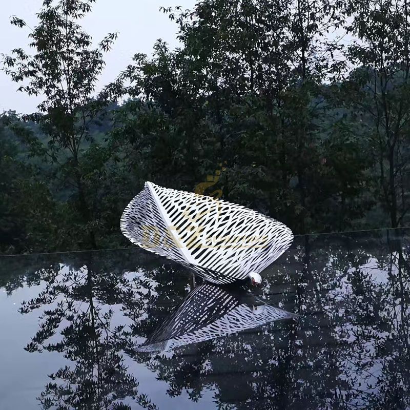 Stainless Steel Leaf Boat Famous Metal Art Sculpture