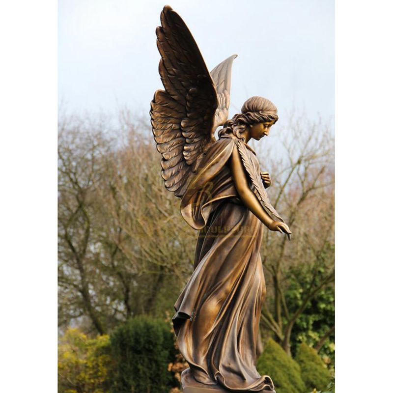 Large Outside Metal Crafts Bronze Winged Angel Statue