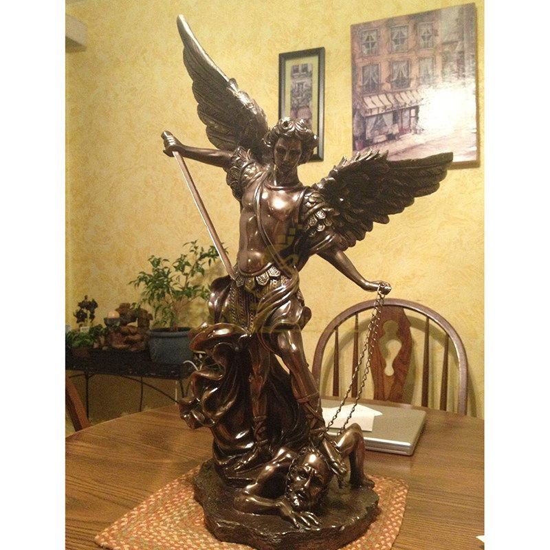 Catholic Angel Sculpture Large Archangel St. Michael Slaying The Devil Bronze Statue