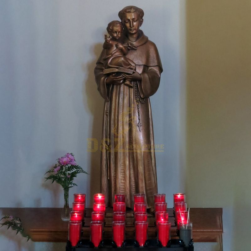 Religious Church Bronze St.Anthony With Jesus Statue