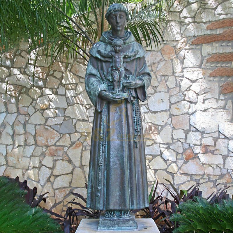 Outdoor large bronze Saint Anthony garden statue