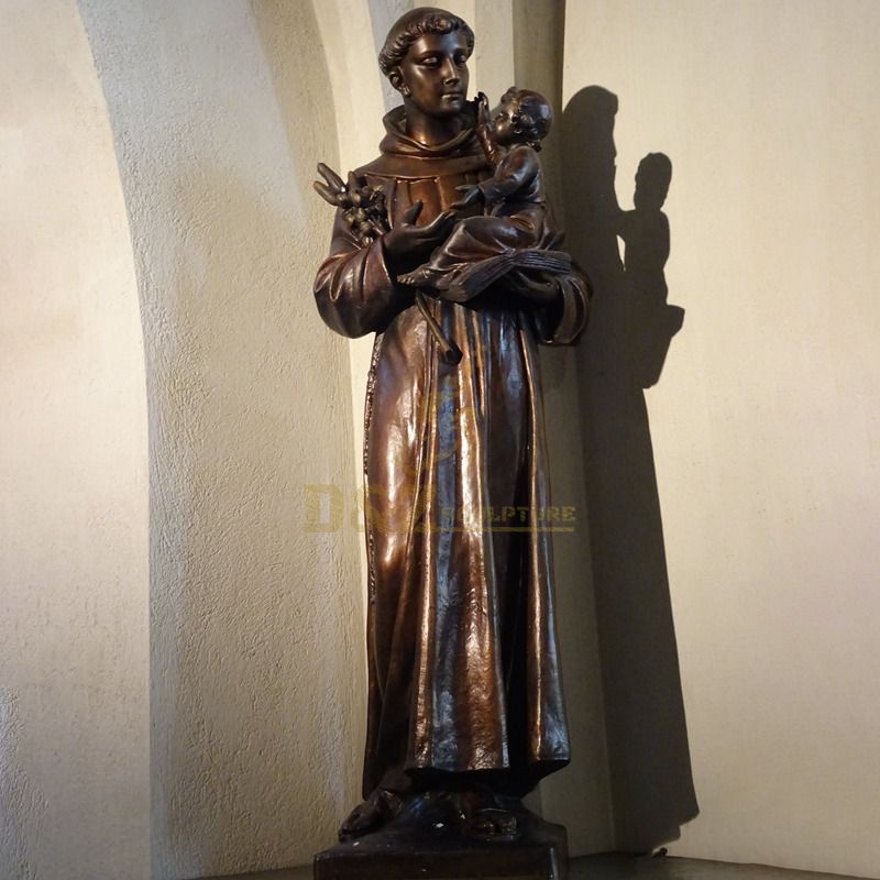 Outdoor Bronze Saint Anthony Life Size Statue Sculpture