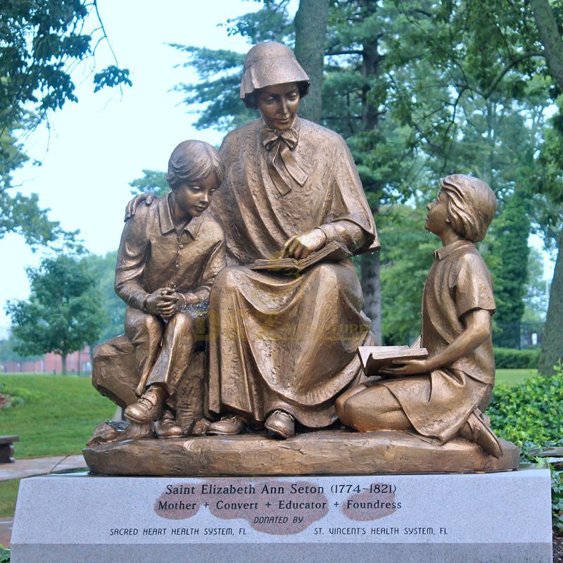 Catholic Famous Saint Elizabeth Ann Seton With Children Sculpture
