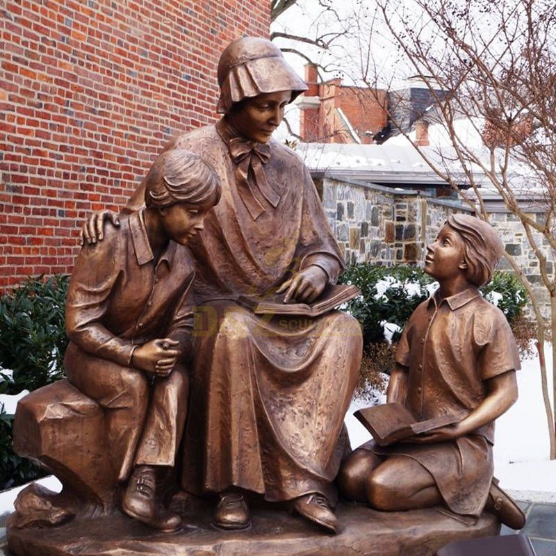 Catholic Famous Saint Elizabeth Ann Seton With Children Sculpture