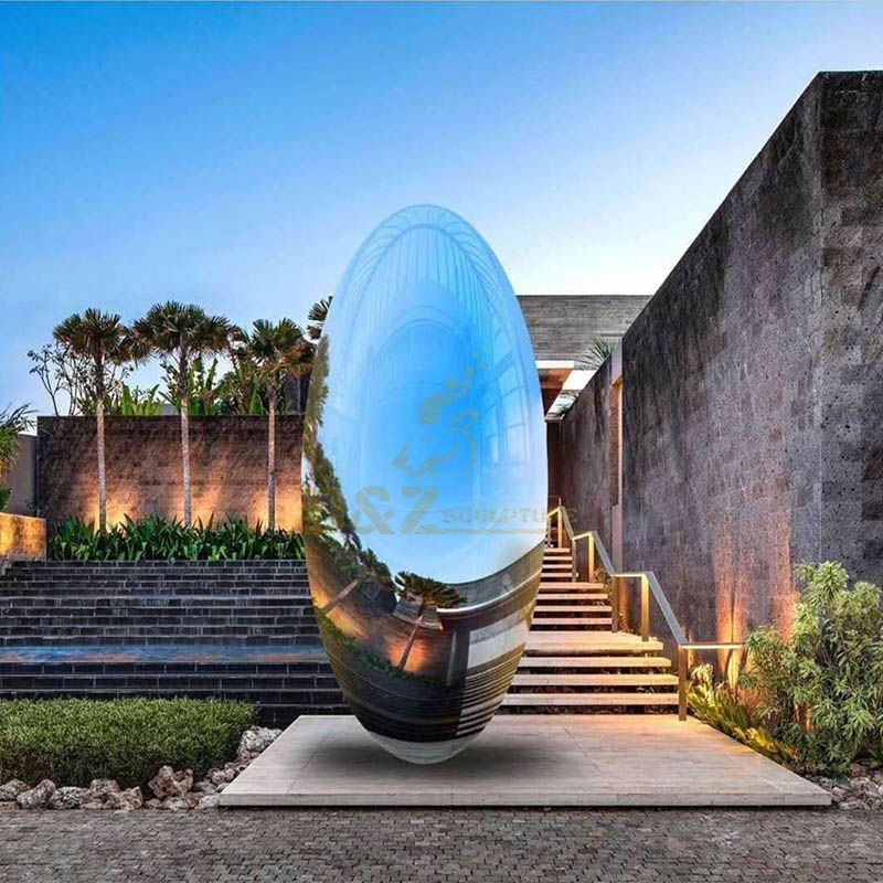 Modern Outdoor Metal Egg Sphere Mirror Stainless Steel Sculpture