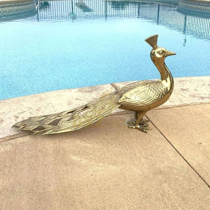 Custom Made Luxury Animal Sculptures Bronze Peacock Statue For Decor