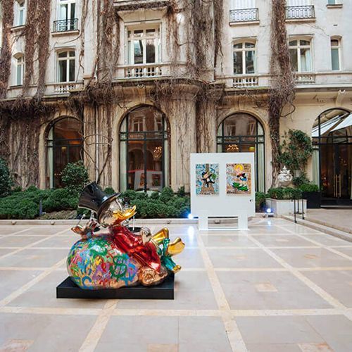 Garden Decor Fiberglass Chrome Alec Monopoly Sculpture