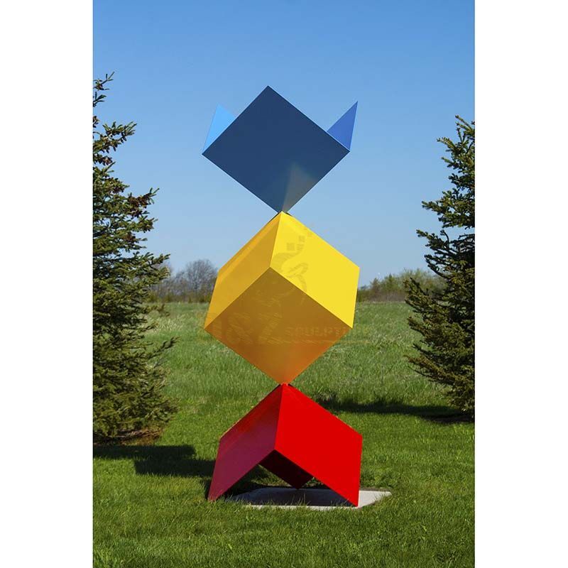 Large Modern Metal Art Stainless Steel Cube Sculpture
