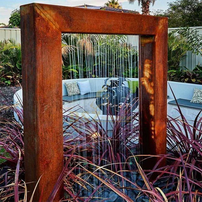 Rusty Corten Steel Garden Sculpture Water Fountain