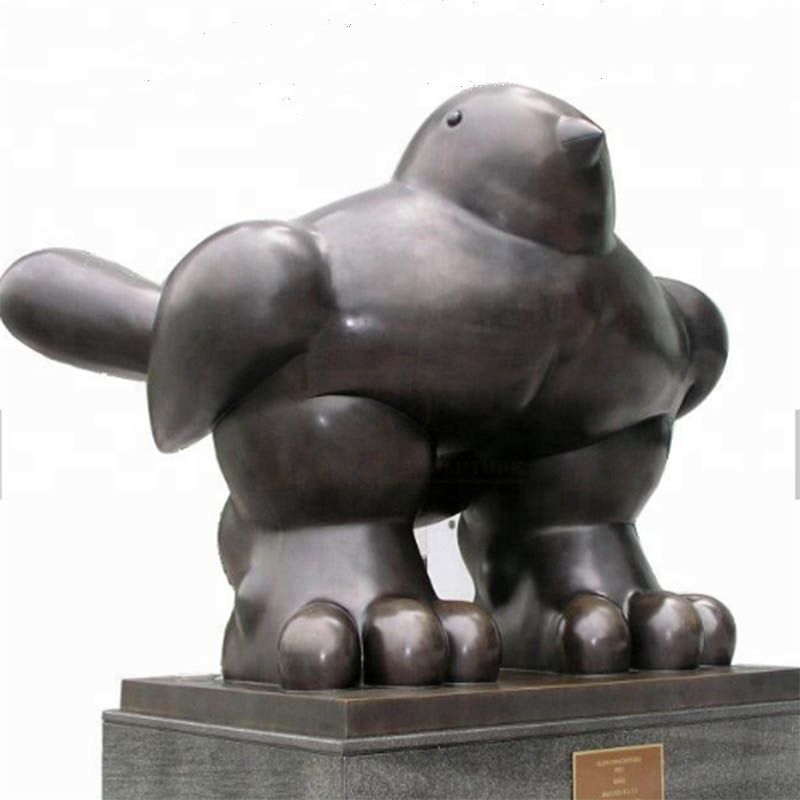 Contemporary Sculpture Large and Fat Bronze Bird Statue Abstract Garden Sculpture
