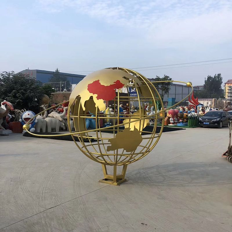 Custom outdoor decor large size metal art globe model stainless steel earth sculpture