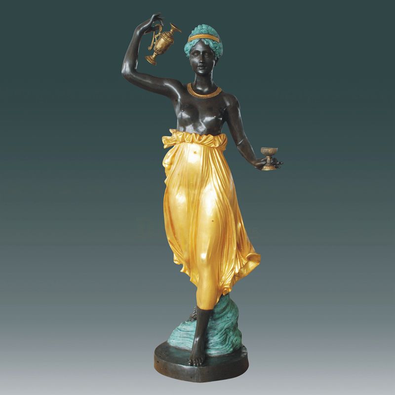 Bronze Statue Lamp Woman Bronze Torchiere Sculpture