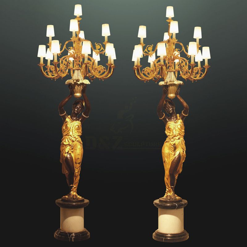 Factory Supply Decoration Bronze Figure Statue Floor Lamp Sculpture