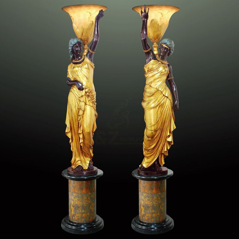 High Quality Bronze Lady Sculpture Lamps