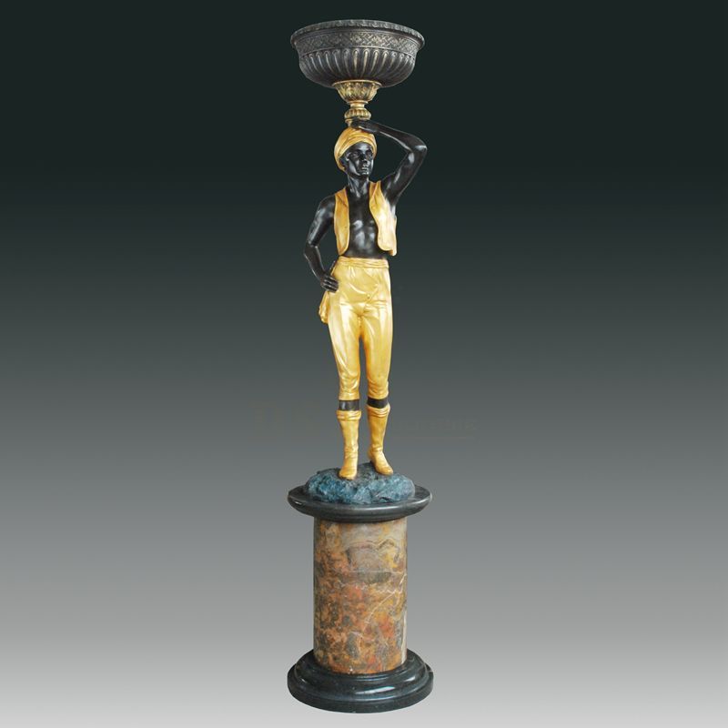 Home decoration large antique bronze lamp man statue