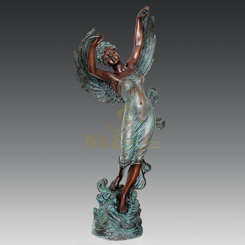 Garden Statues Bronze Metal Modern Angel Girl Sculpture