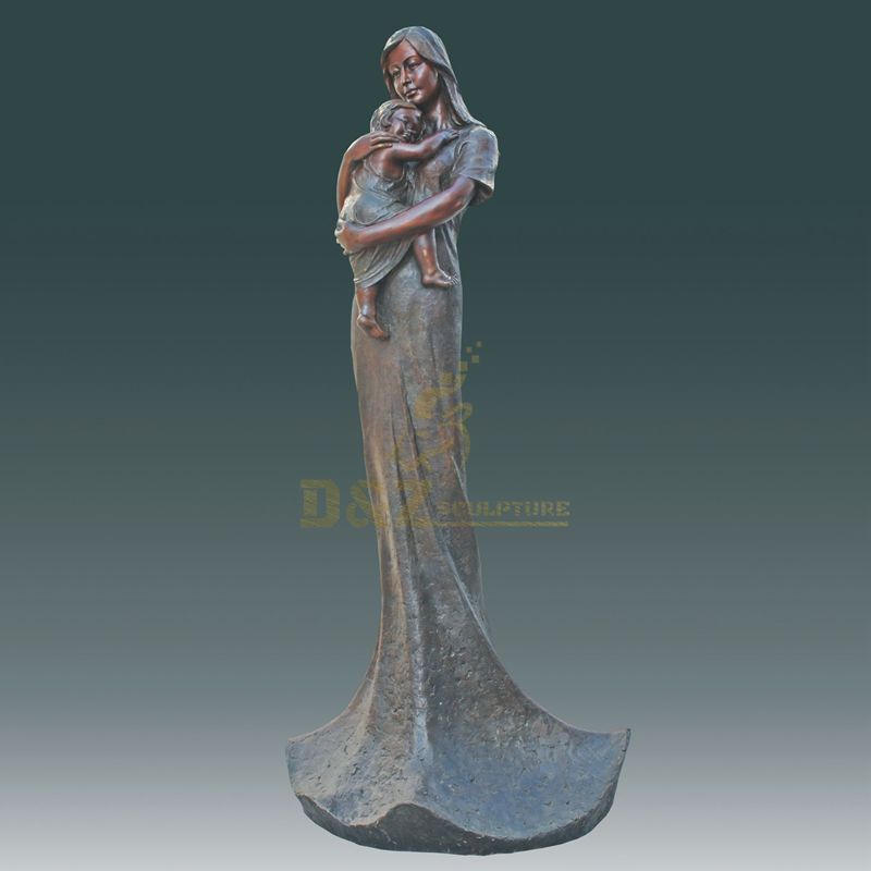 Art Bronze Women Metal Sculpture And Baby Statue