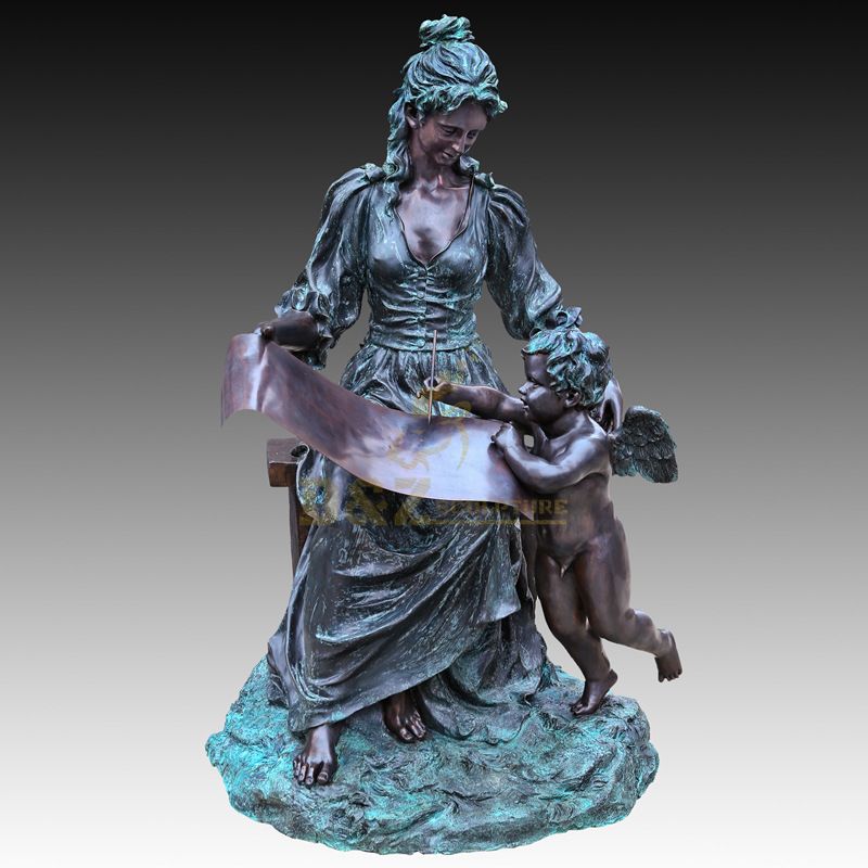 Life Size Bronze Girl Reading and Childern Statue of Garden