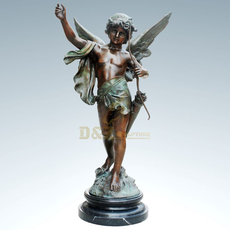 Outdoor garden decoration bronze angel boy sculpture