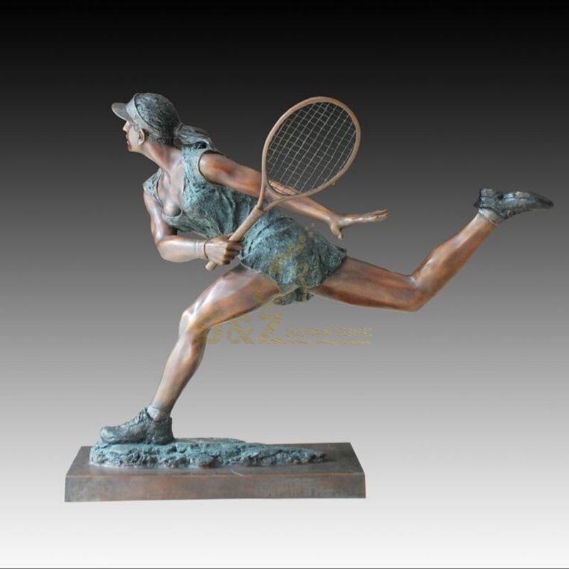 Bronze badminton player metal realistic character sculpture