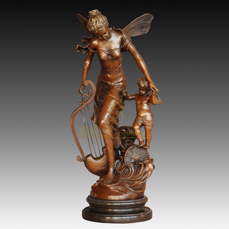 Butterfly woman and child bronze family decoration sculpture