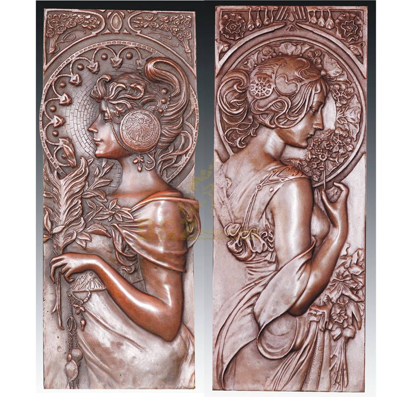 Custom bronze woman relief wall sculptures