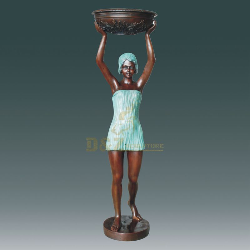 Hot Sale Decoration Outdoor Metal Bronze Sculpture Woman Statue Water Fountain