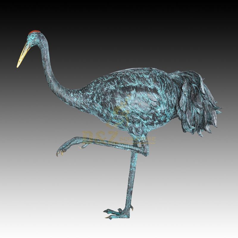 Outdoor Garden Decorative Ornament Animal Statue Bronze Crane Sculpture