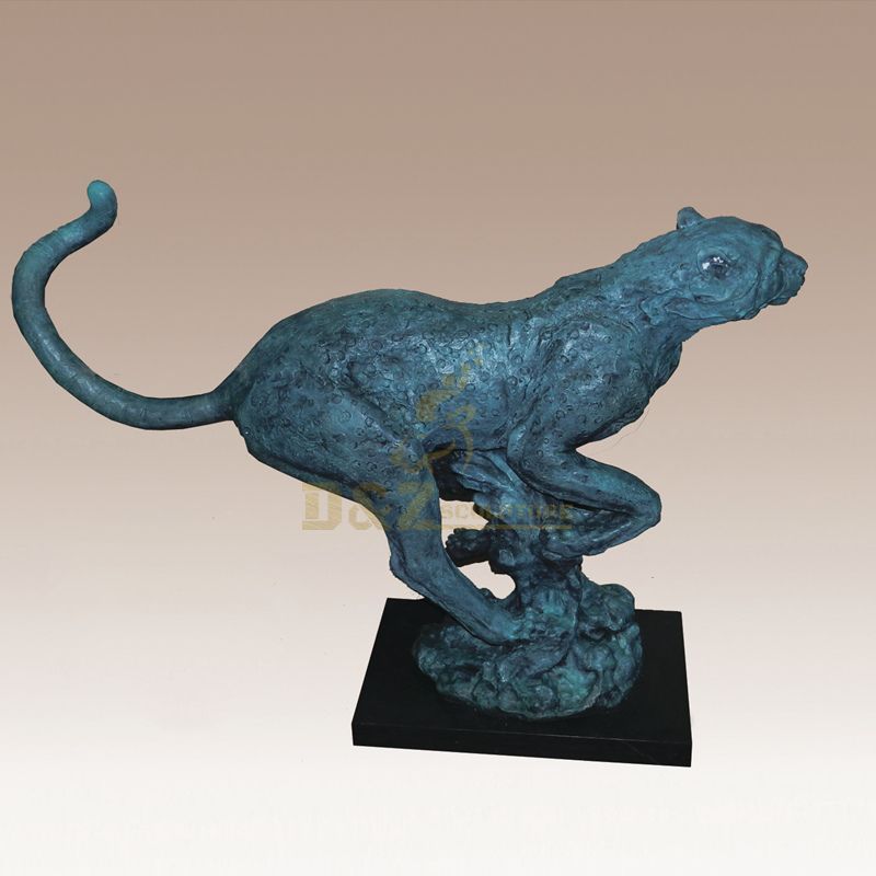 Art Sculpture Modern Animal Bronze Leopard Sculpture
