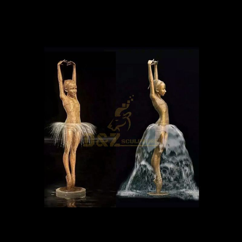 Beautiful Brass Bronze Ballet Girl Dancing Water Fountain