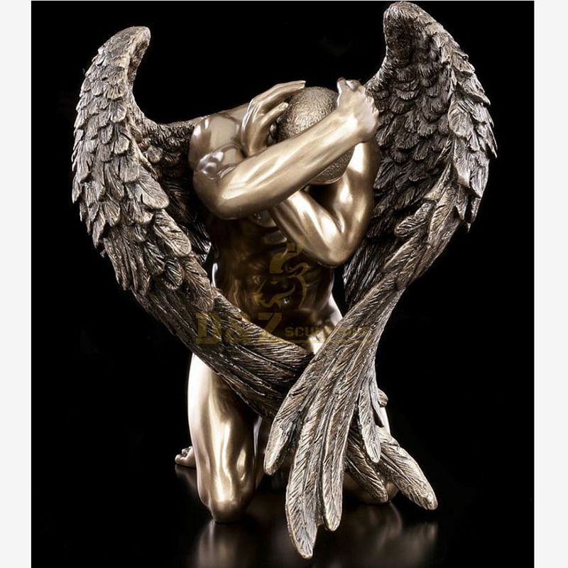 Art Foundry Metal Crafts Nude Man Bronze Wings Sculpture