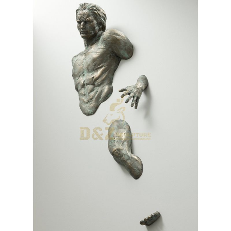 life size bronze nude man metal art wall sculpture for sale
