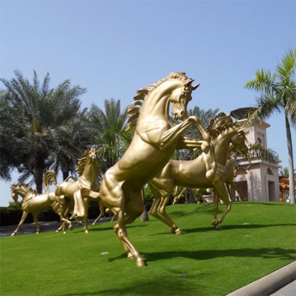 Garden Decorative Large Real Size Rearing Bronze Horse Sculpture