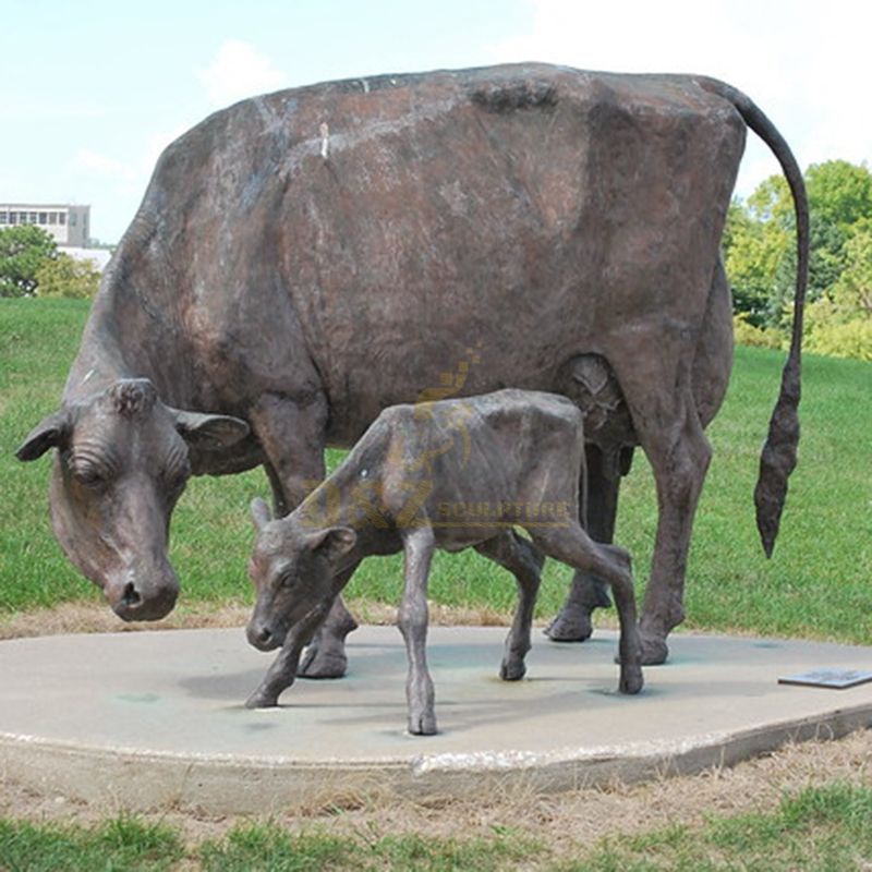 Outdoor Garden Brass Cow And Calf Statue
